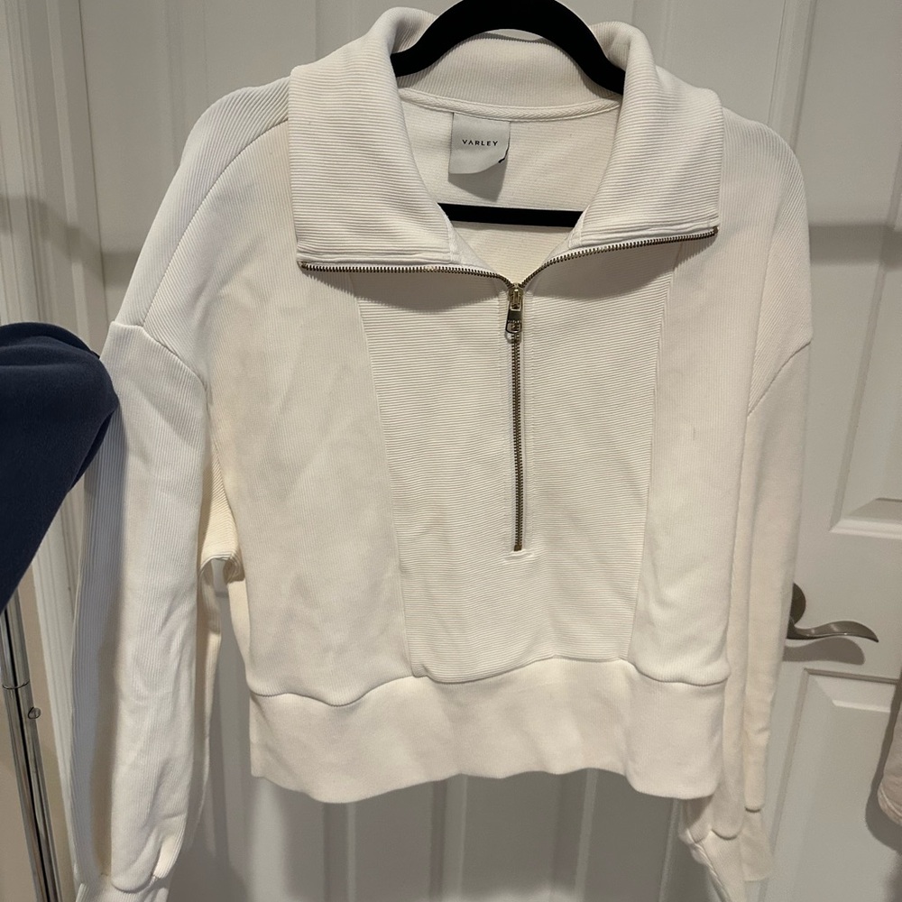 Varley Cream Ribbed Pullover